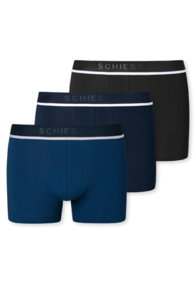 Schiesser heren shorts 3-pack 95/5 stretch cotton - blauw-zwart