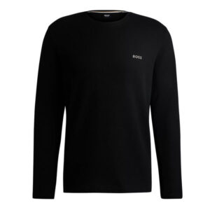 BOSS Heren Shirt Langemouw - Zwart wafelstructuur