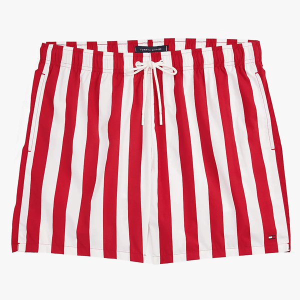 Tommy Hilfiger middellange zwemshort - rood witte streep